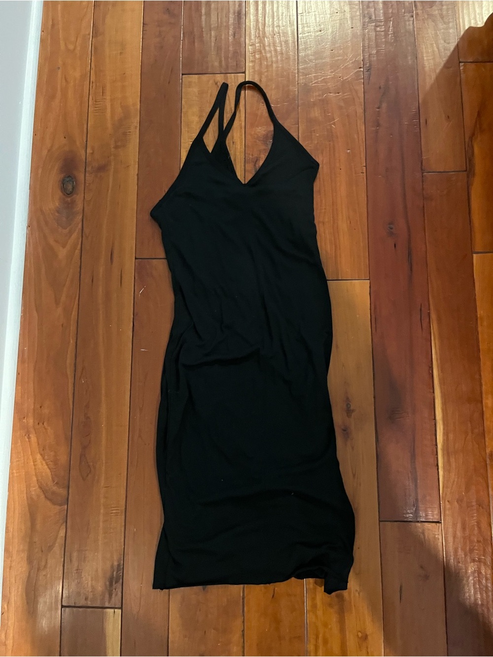 Hurley Black V-Neck Double-Strap Midi Slip Dress